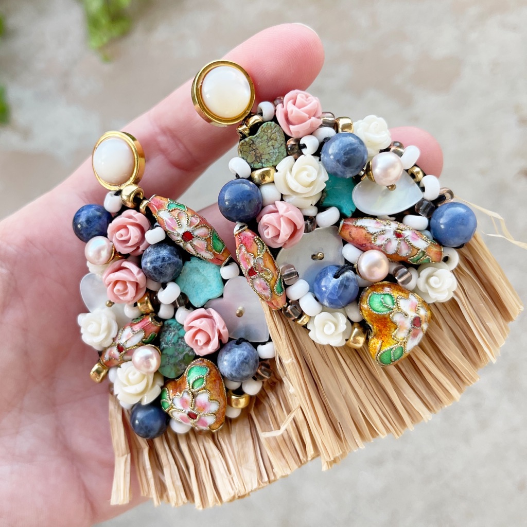Lizzie Fortunato Multistone Daydream Raffia Earrings 85$